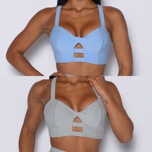 Bombshell Sportswear Blue and Gray Bras with Cutout Details